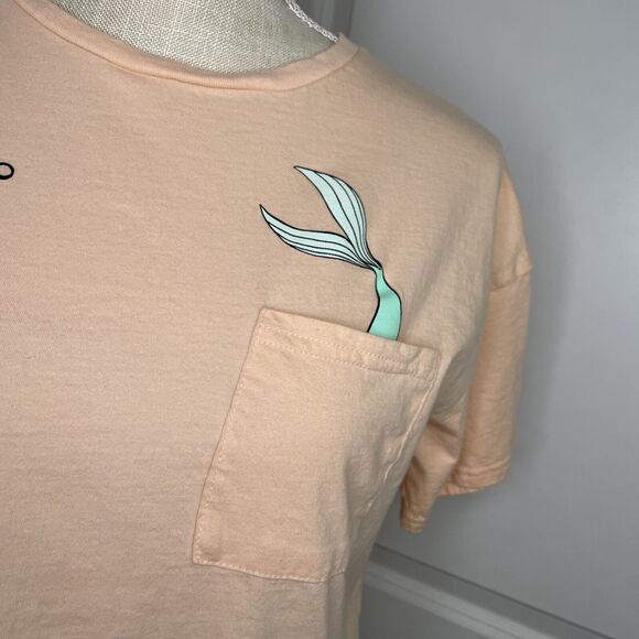 Disney Princess Ariel Little Mermaid Short Sleeve Peach Pink Girls XL Licensed - Picture 5 of 9